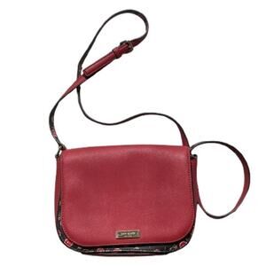 Kate Spade Crossbody Purse – Red, Floral Strap, Leather, Compact